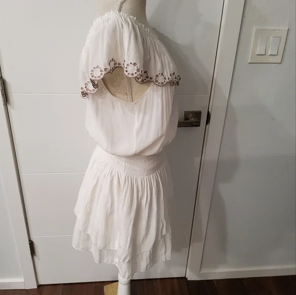 Ramy Brook Off-the-Shoulder Cynthia Flounce Mini Dress Size L - Picture 5 of 14